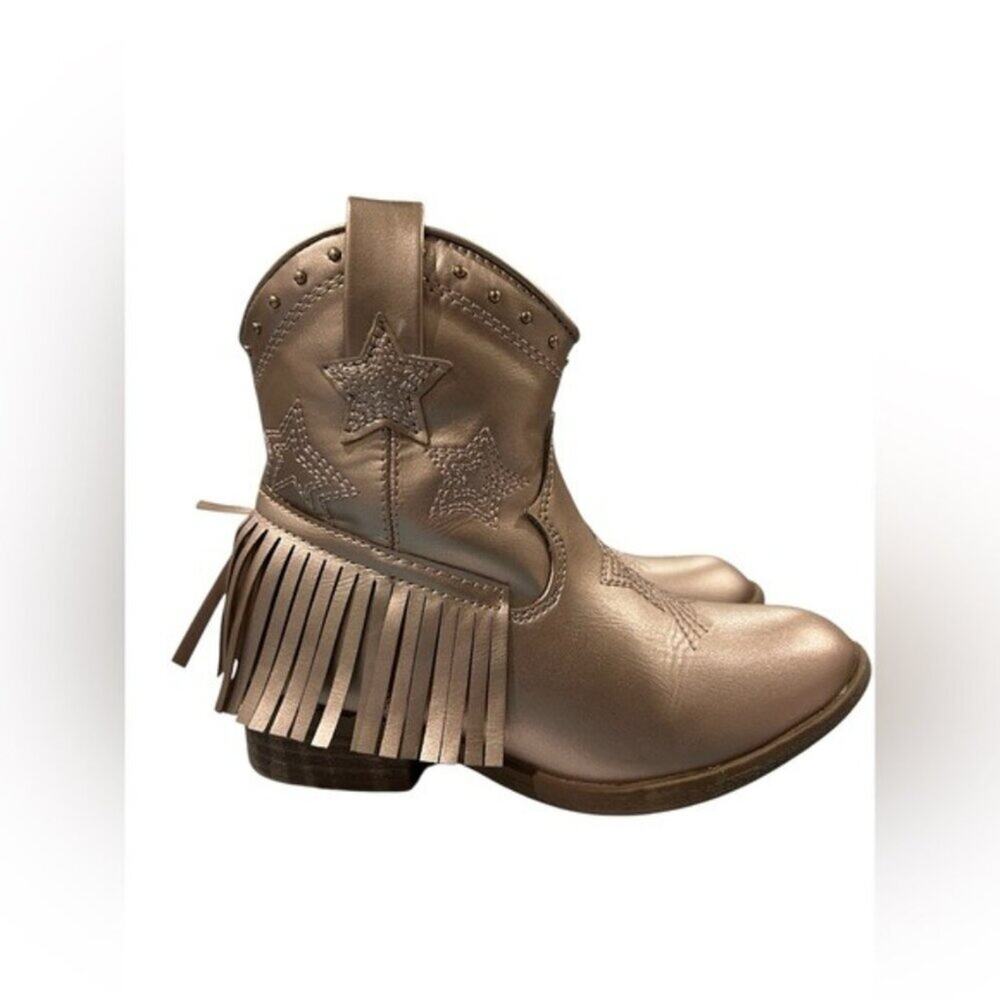 Dream Pairs Kids Rose Gold Star Fringe Cowboy Boots Size US 10